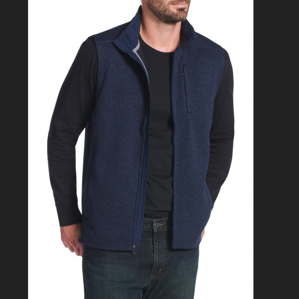NWT Chaps Men's Sweater Fleece Mockneck Navy Vest